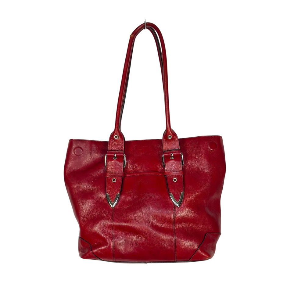 Wilsons Leather Tote Bag Red Buckle Accent Western Office Shoulder Bag